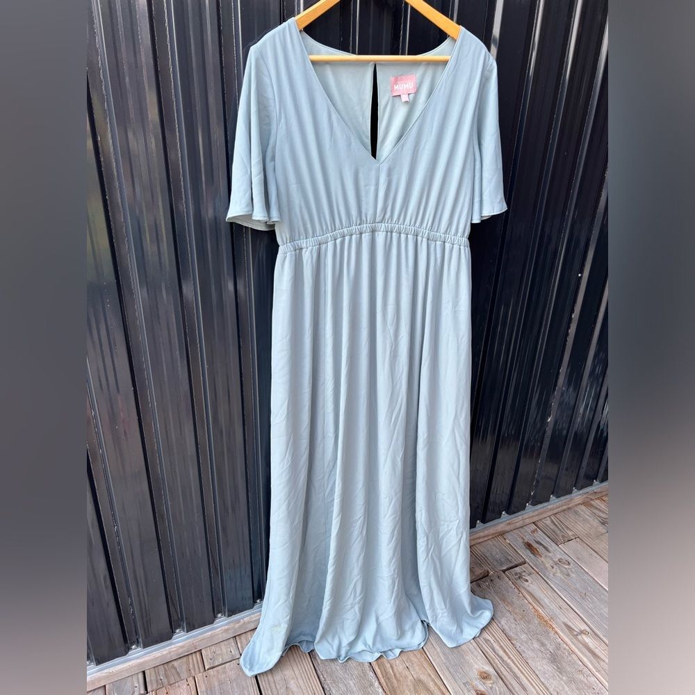 Show Me Your Mumu Emily Empire Waist Maxi Dress XL Blue Bridesmaid Wedding Guest